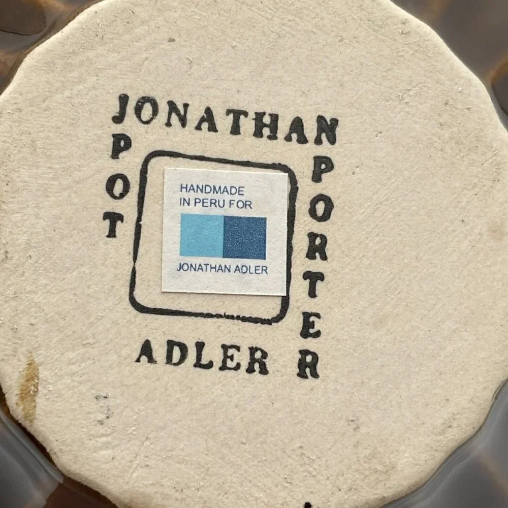 Jonathan Adler Pot Au Porter Original Collection Brown Glazed Ribbed Round Vase